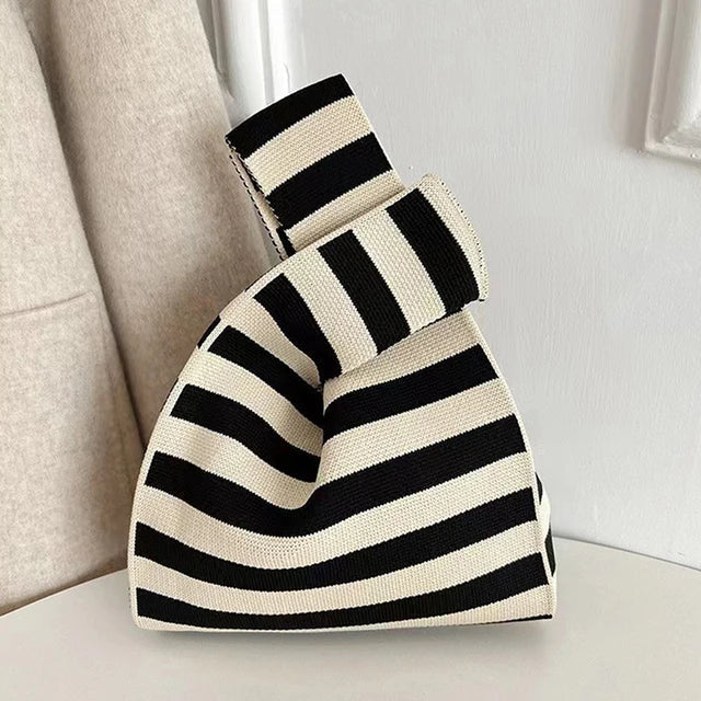 Chic striped canvas tote bag
