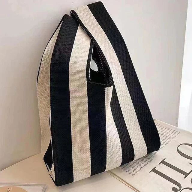 Chic striped canvas tote bag