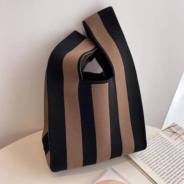 Chic striped canvas tote bag