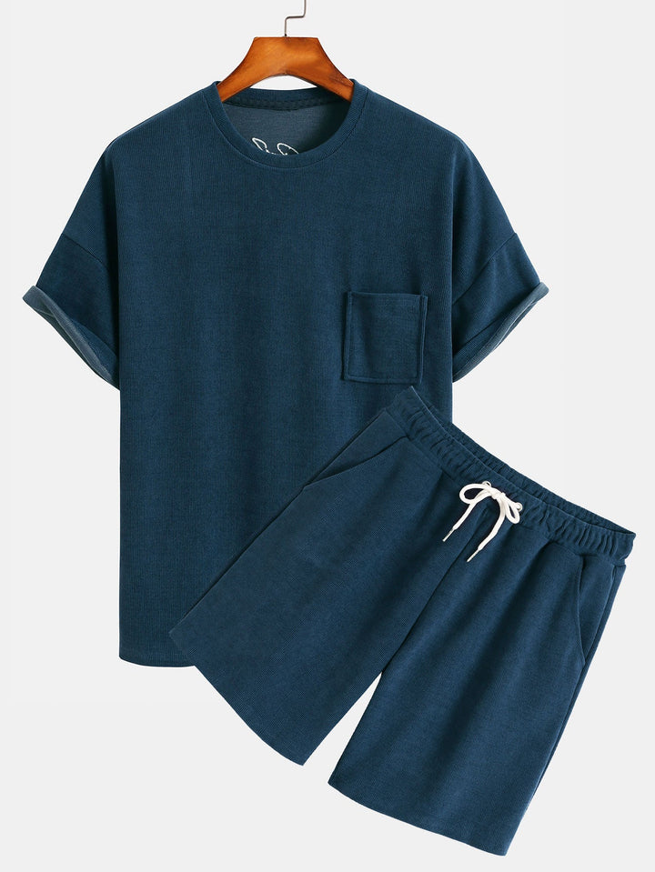 Dropped Shoulder Corduroy T-Shirt & Shorts