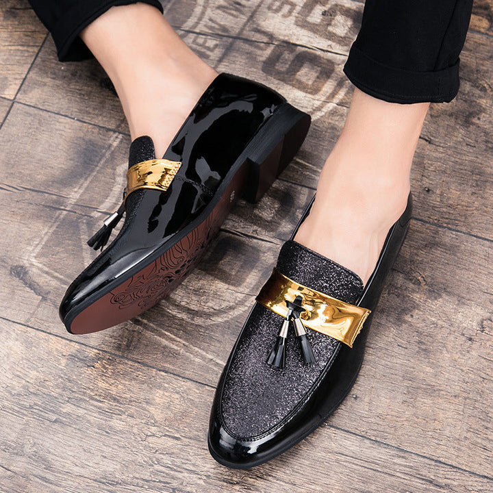 Comfortable slip-on shoes England tapered sequins