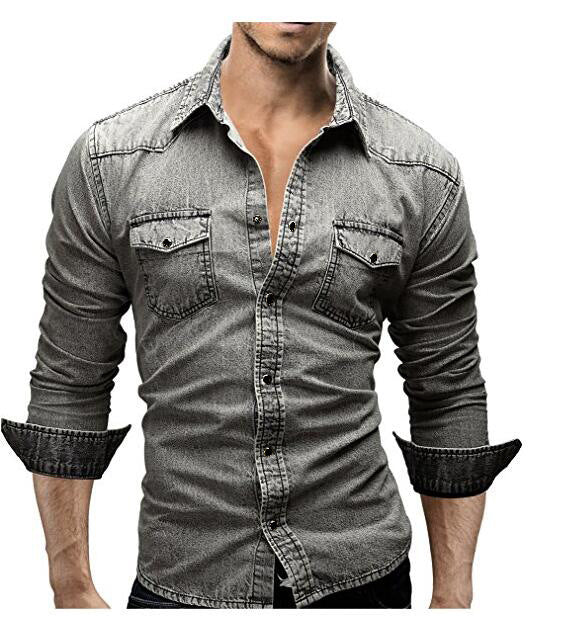 Stylish Long Sleeve Denim Shirt for Men - Perfect for Casual Wear