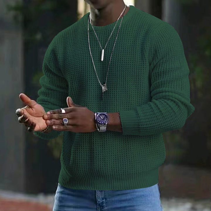 Stylish Men's Long Sleeve Knit Top with Classic Round Neckline