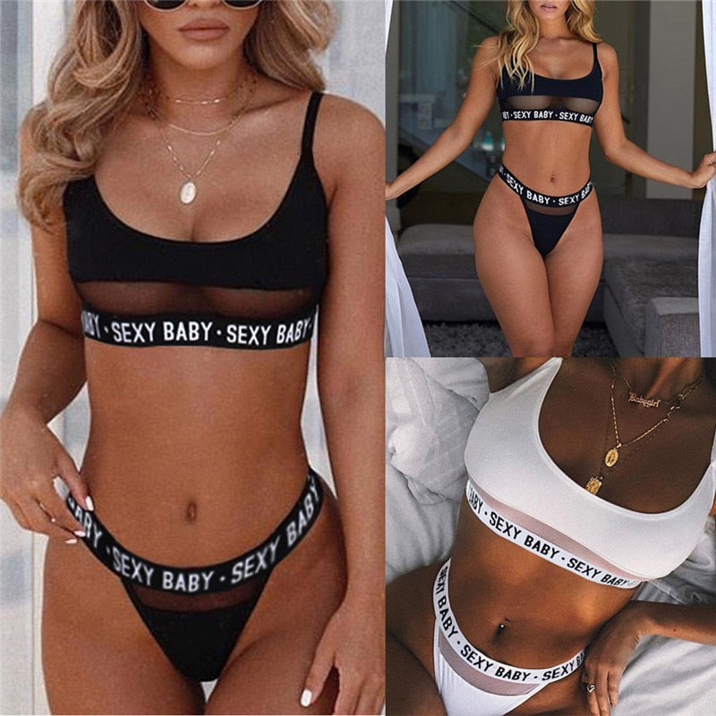 Sexy Open Face Bikini With Letter Slit