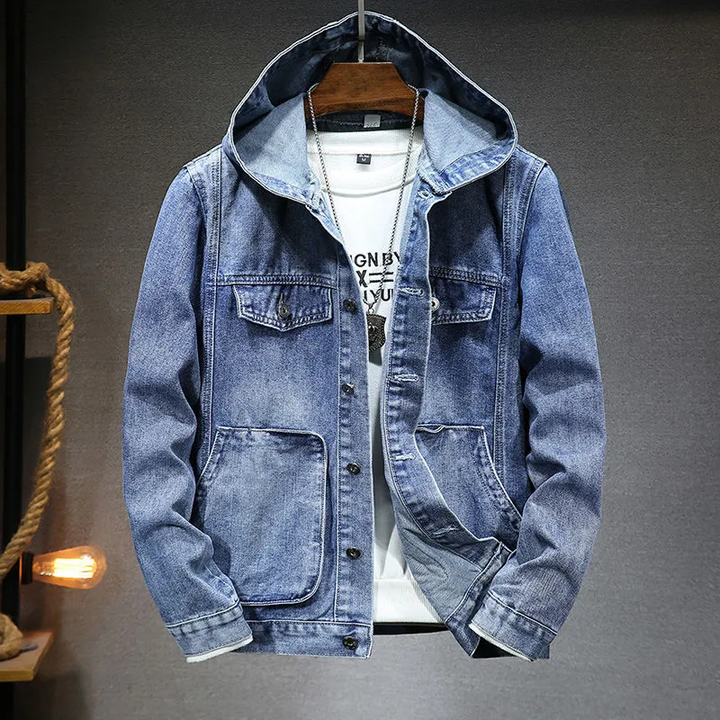 Veste en jean vintage à capuche pour hommes - Style intemporel et confort exceptionnel!