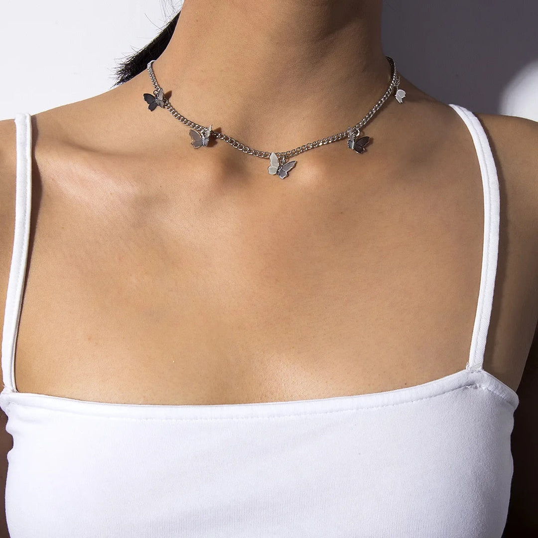 Boho choker with butterfly pendants