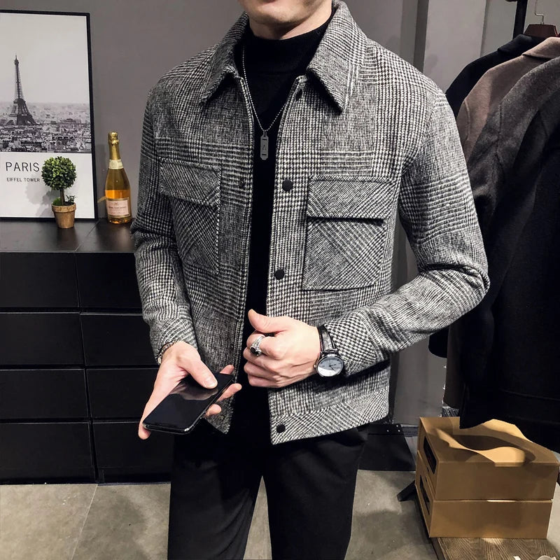 Handmade Plaid Men's Coat