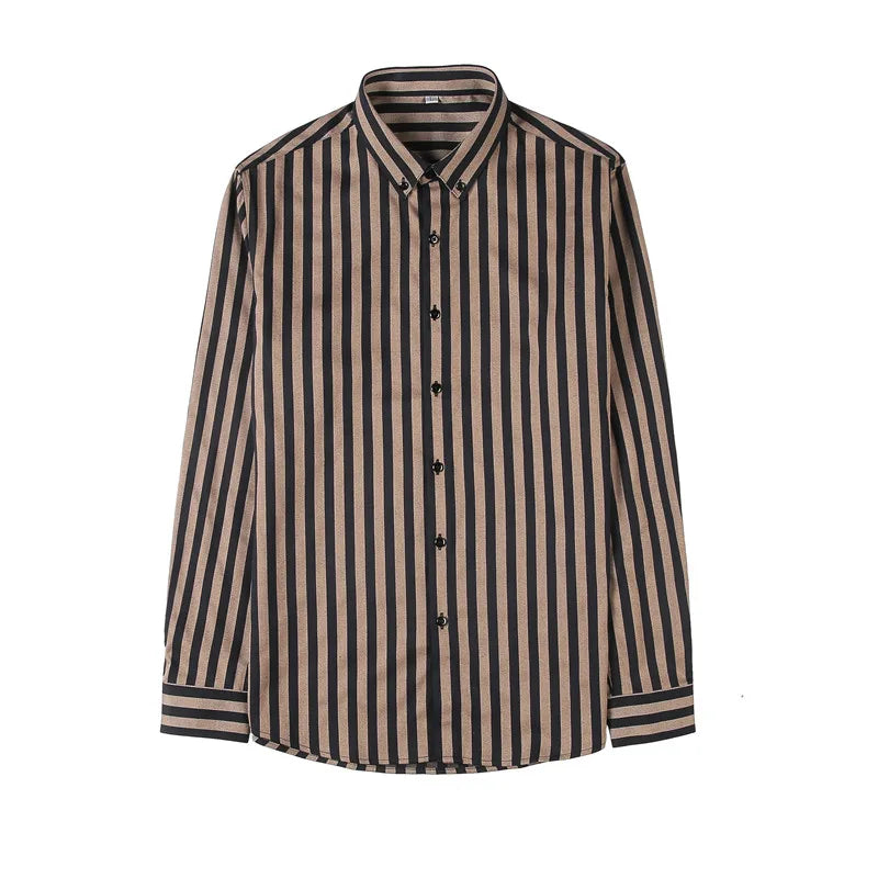 Stylish Vertical Stripe Button-Up Shirt