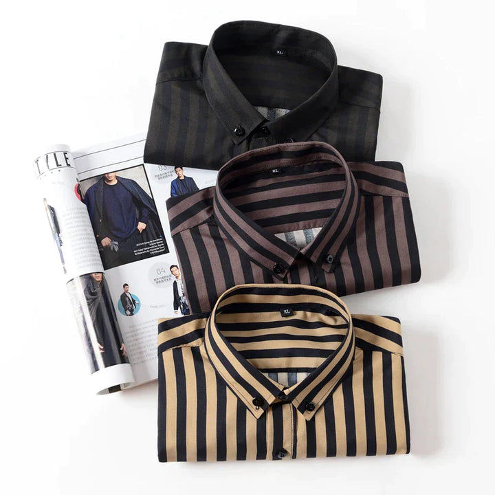 Stylish Vertical Stripe Button-Up Shirt