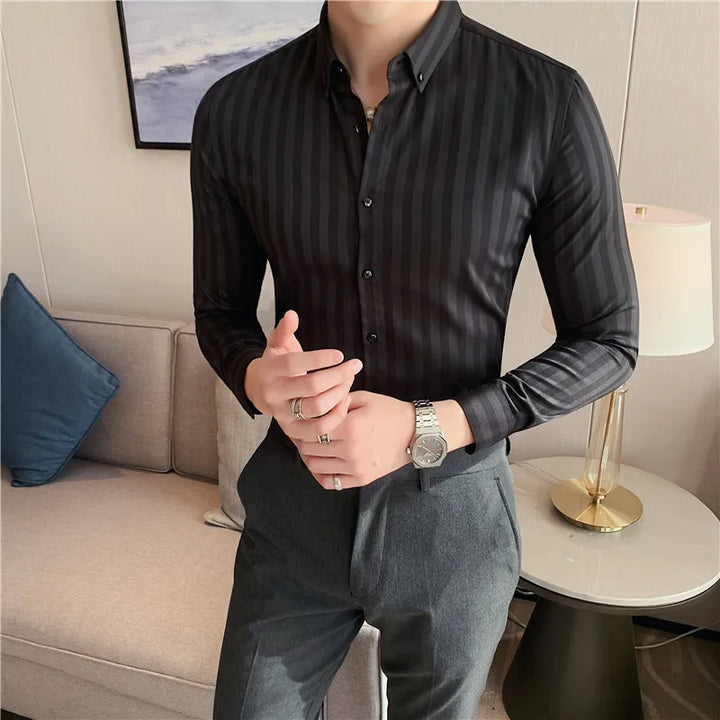 Stylish Vertical Stripe Button-Up Shirt