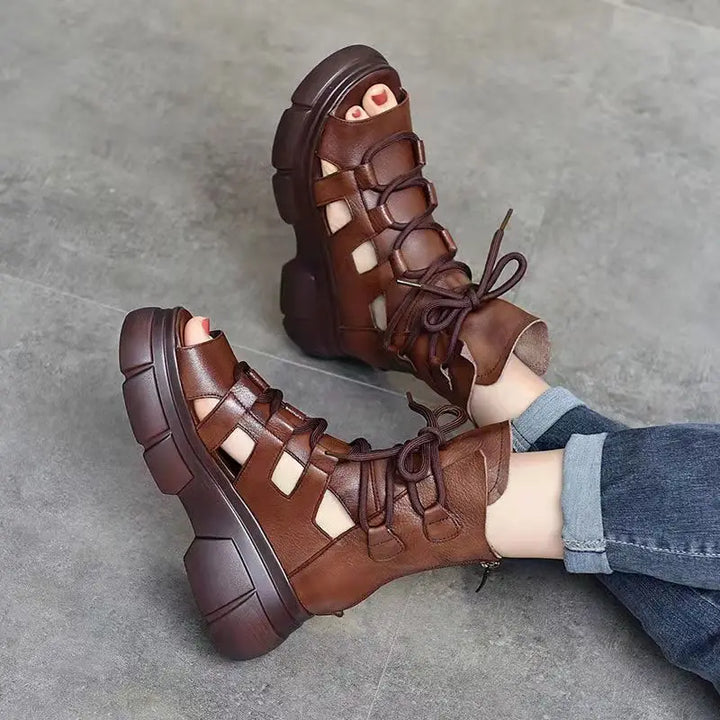 Sandals with wedge heel and ankle strap