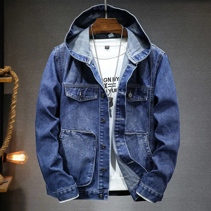 Veste en jean vintage à capuche pour hommes - Style intemporel et confort exceptionnel!
