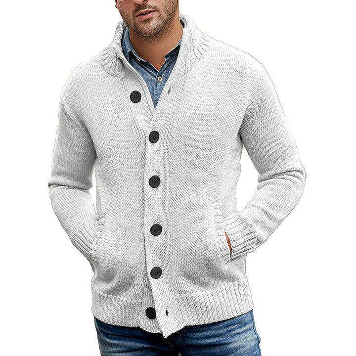 Chic Solid-Colored Knitted Jumper with Stylish Single-Breasted Design