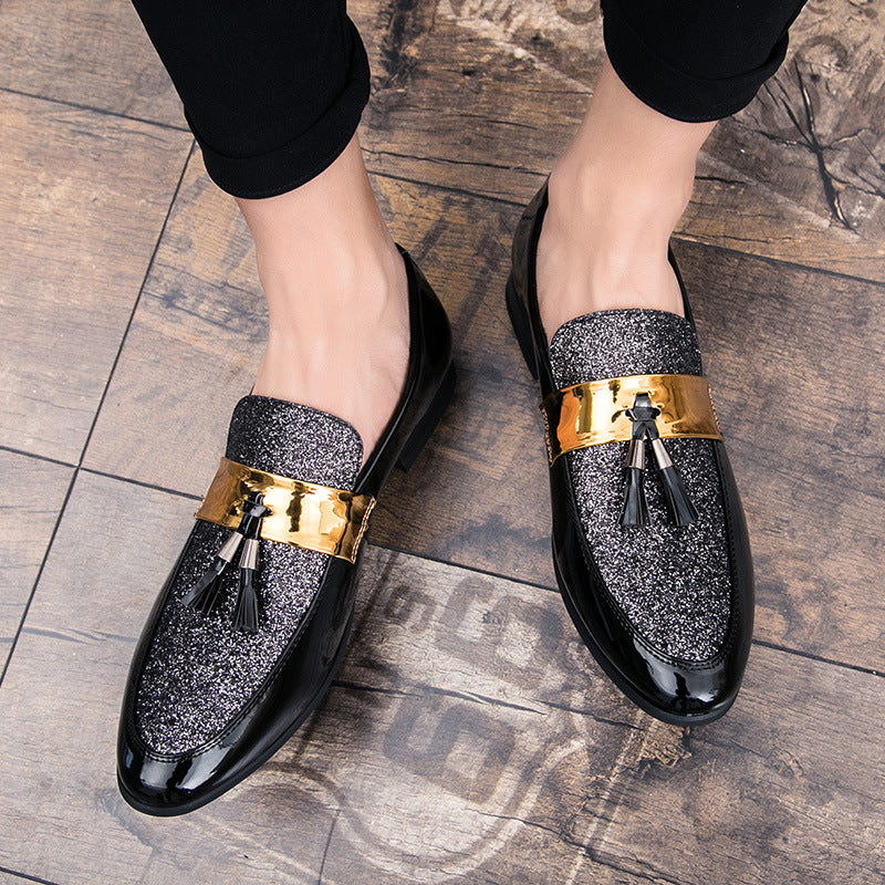 Comfortable slip-on shoes England tapered sequins