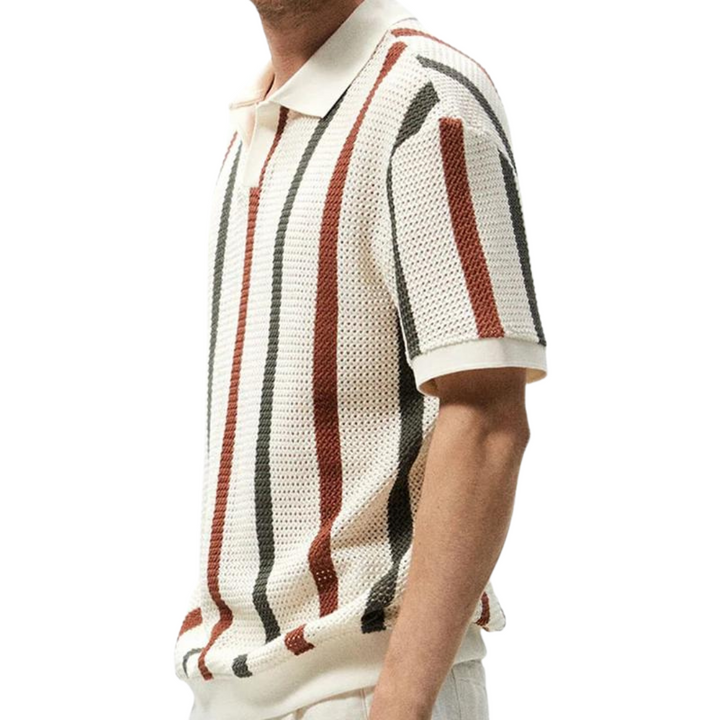 Chic Striped Knitted Polo Shirt for Effortless Style