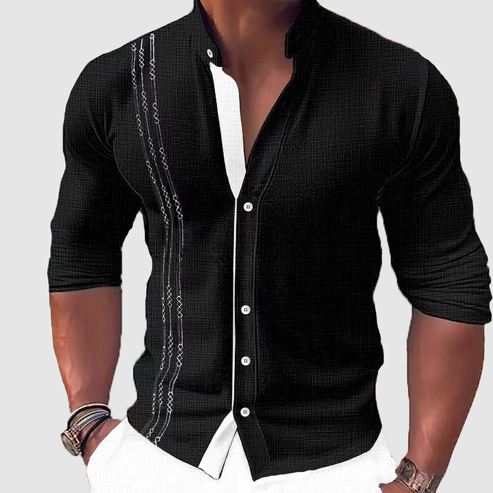 Stylish Long Sleeve Shirt with Button-Down Collar