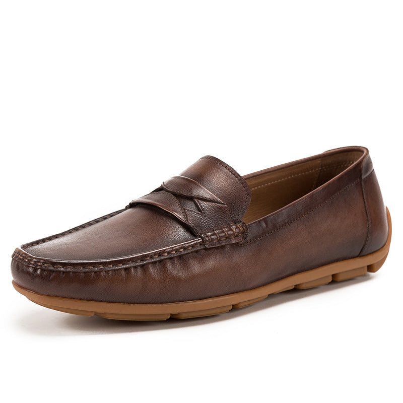 Comfortable cowhide leather fashion loafers luxury