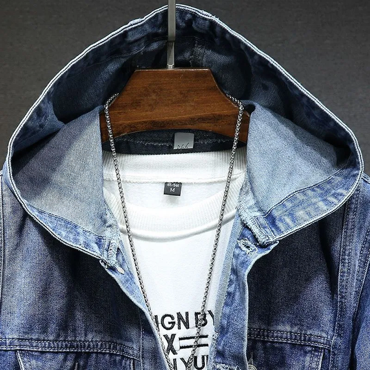 Veste en jean vintage à capuche pour hommes - Style intemporel et confort exceptionnel!