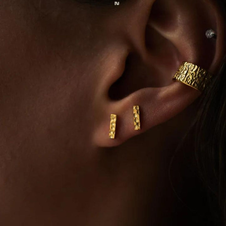 Modern geometric bar stud earrings