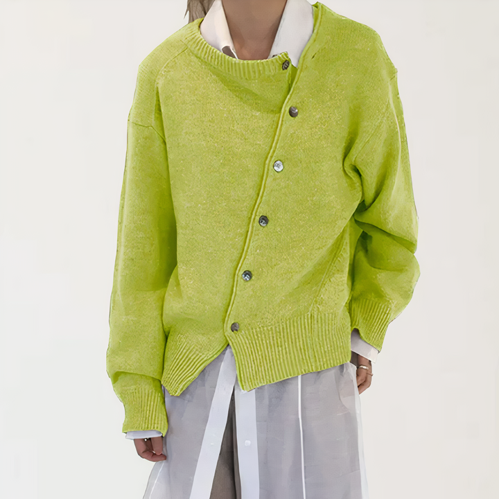 Cashmere wrap jacket with playful button details