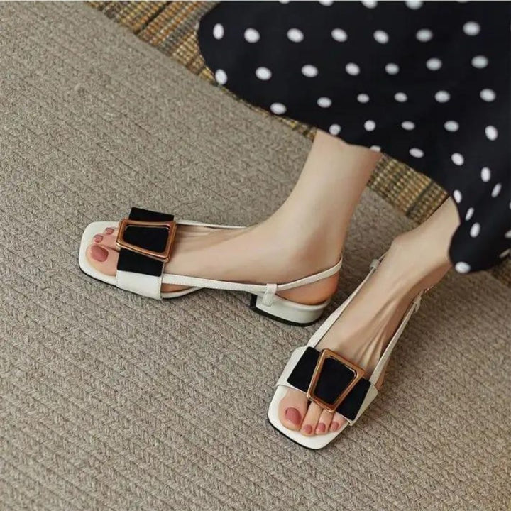 Block heel sandals with buckle detail