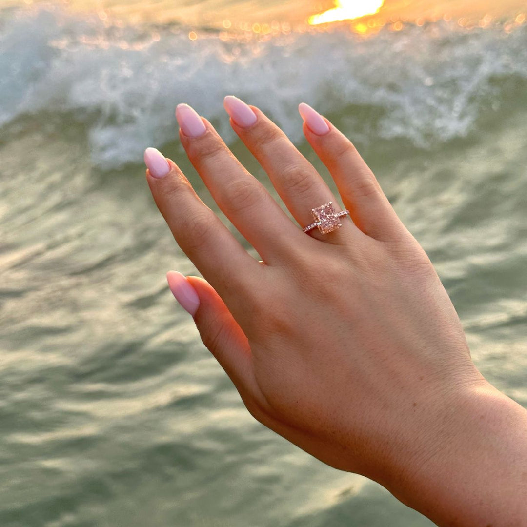 Engagement ring with square stone