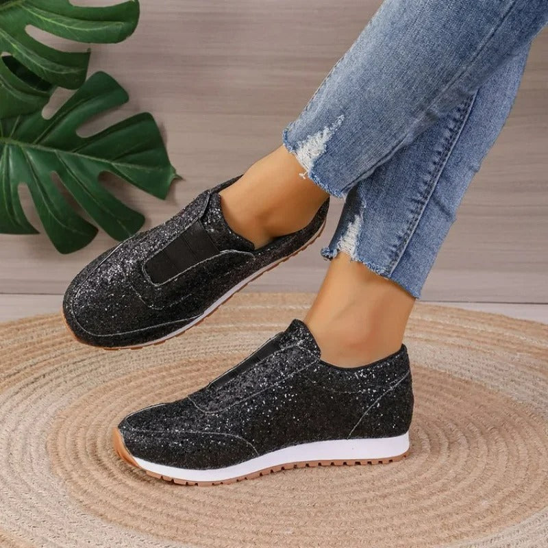 Glitter slip-on sneaker with contrasting sole