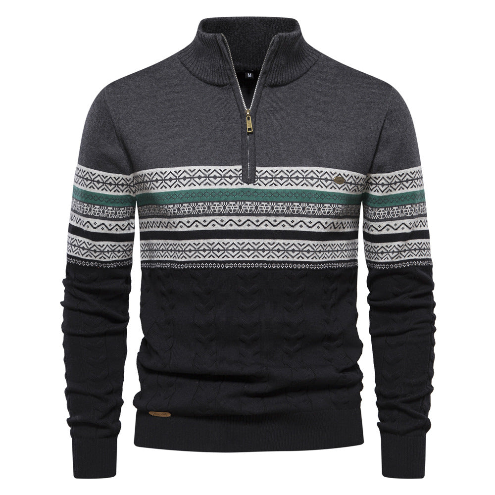 Stylish Stand-Up Collar Knit Sweater for Men