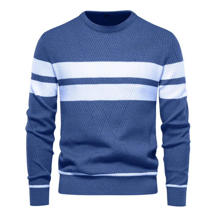 Cozy Men's Slim Fit Round Neck Patchwork Sweater