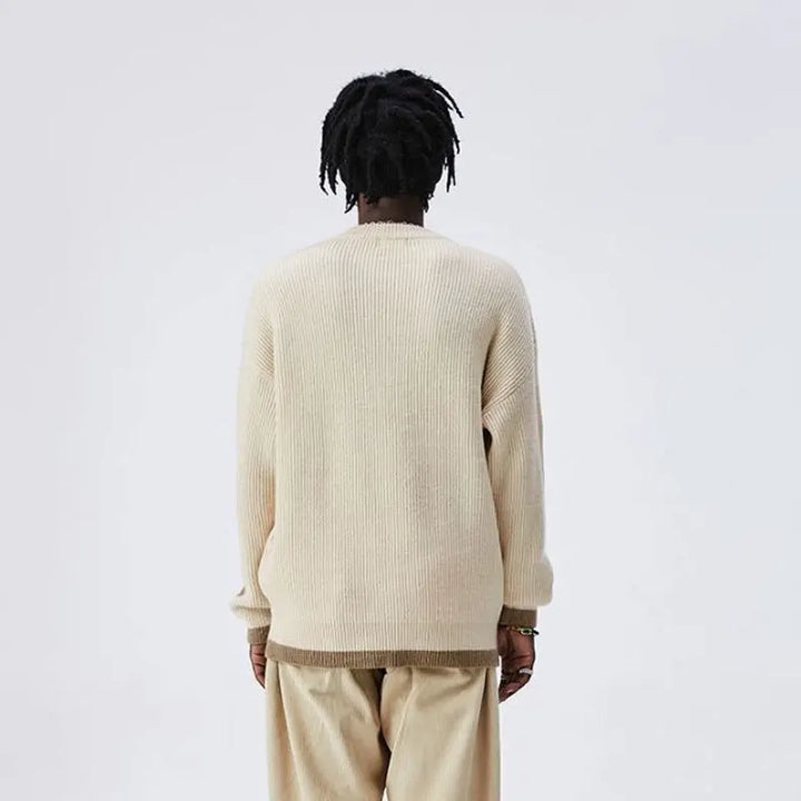 Cozy Knitted Sweater Featuring Fun Snack Patch Accents