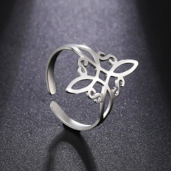 Amulet Cross Knot Protection Ring