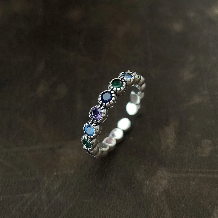 Floral Stone Silver Ring