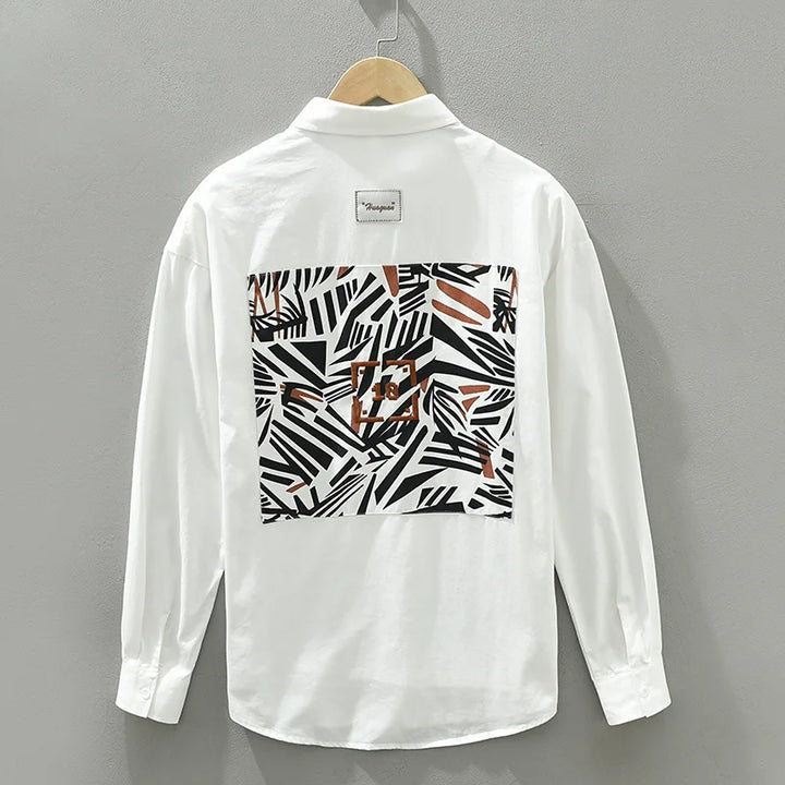 Chic White Shirt Featuring Stylish Zebra Print Pocket Detail