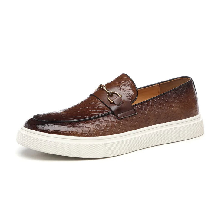 Embossed Embossed Leather Loafers