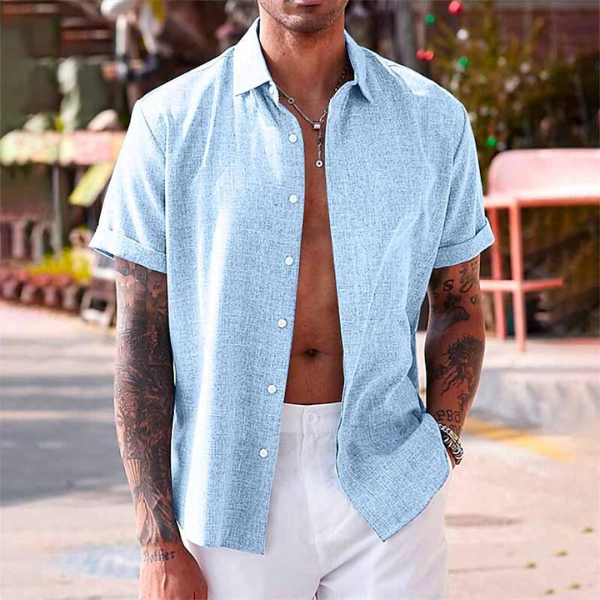 Breezy Cotton-Linen Blend Short-Sleeved Shirt