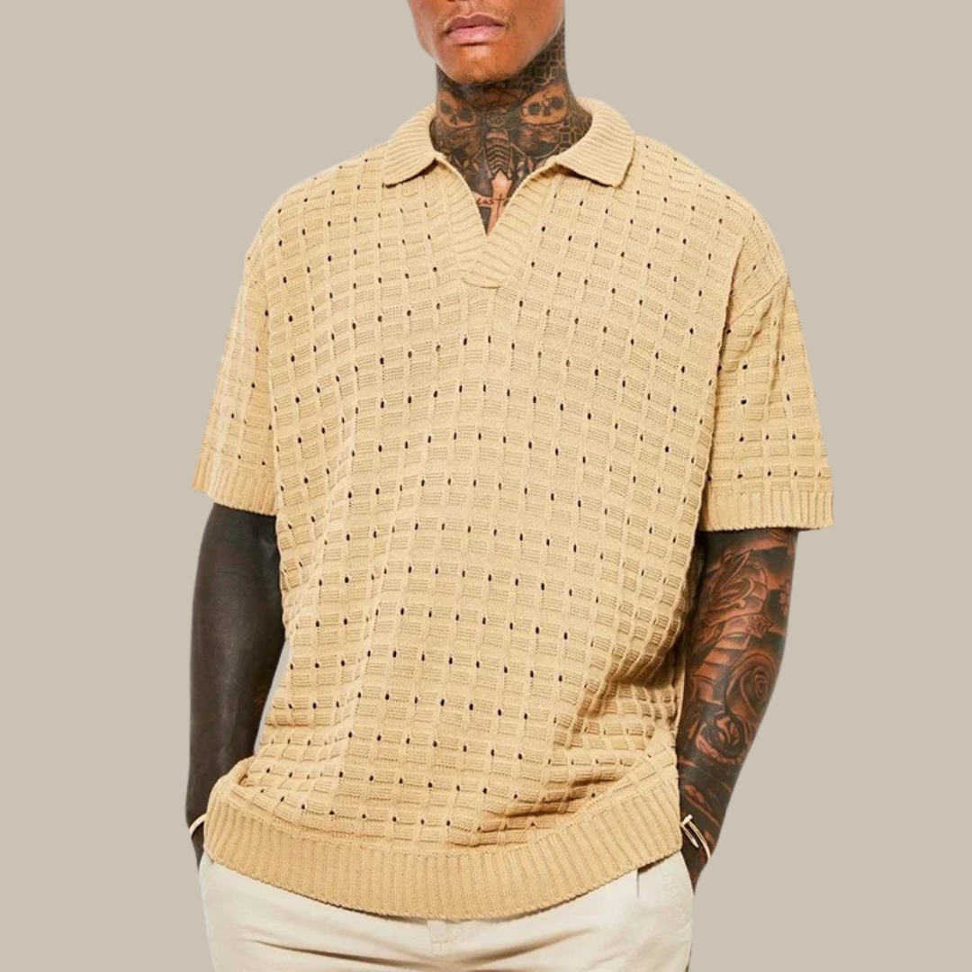 Luxurious Oversized Knit Polo for Men - Elevate Your Style!