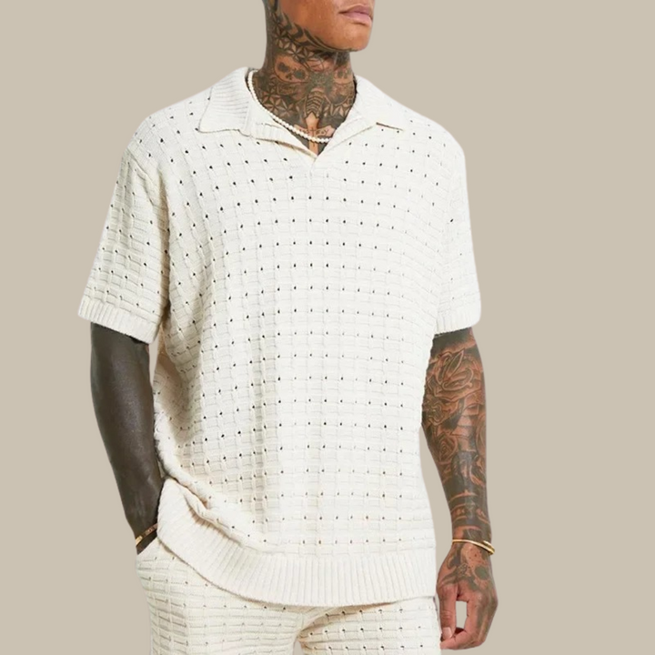 Luxurious Oversized Knit Polo for Men - Elevate Your Style!