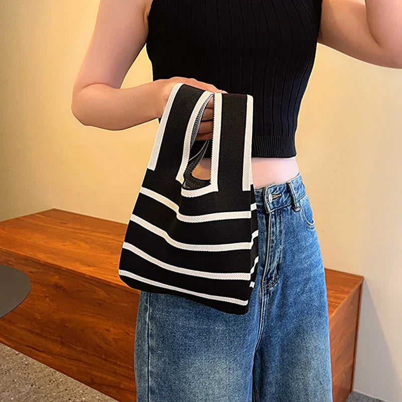 Chic striped canvas tote bag