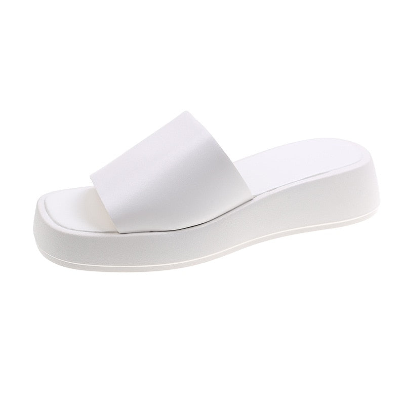 Minimalist slide sandals with wide strap