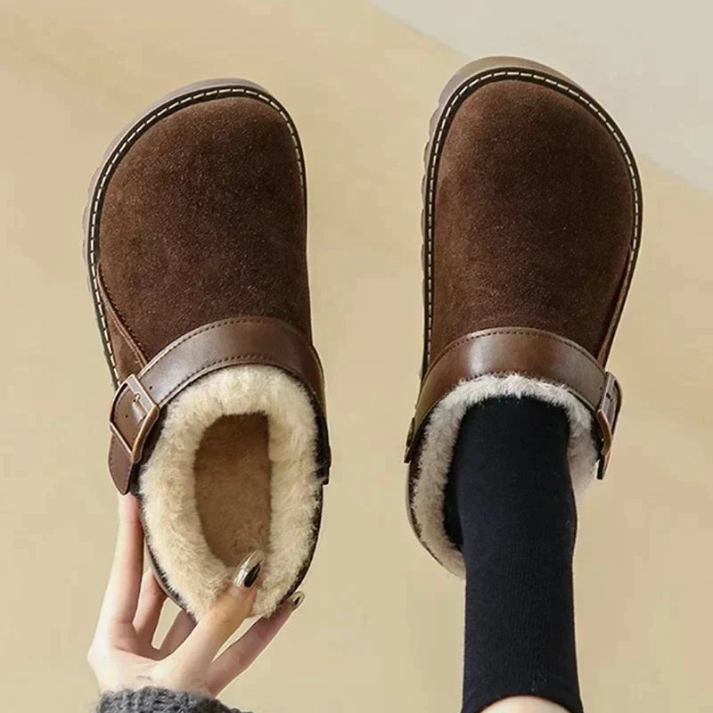 Elegant suede clogs with plush lining