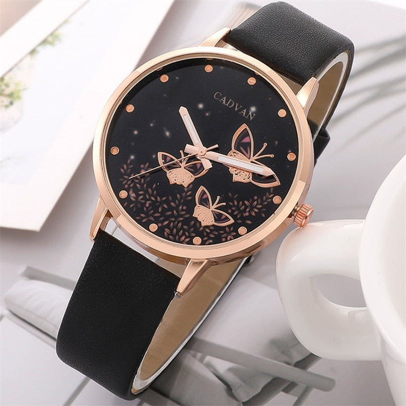 Set of 6 Ladies Watches Ladies Fashion Butterfly Watch New Simple Casual Ladies Analogue Wristwatch Bracelet Gift Without Box