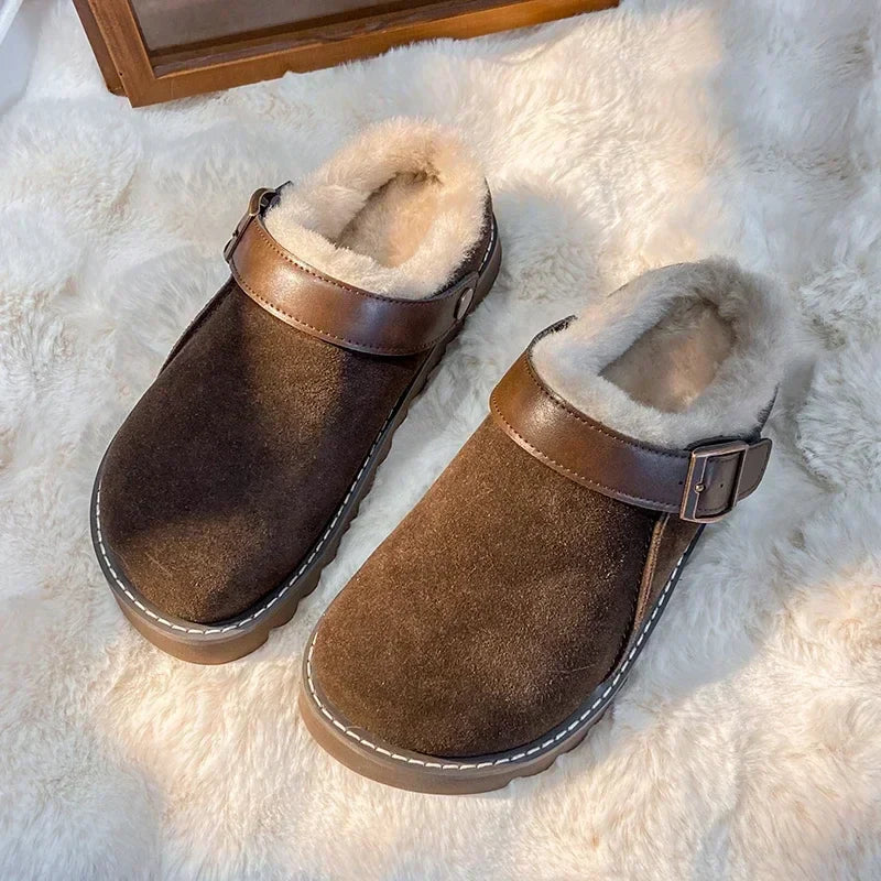 Elegant suede clogs with plush lining