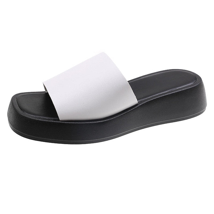 Minimalist slide sandals with wide strap