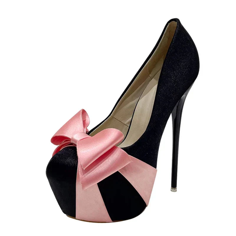 Chic high heels with satin bow