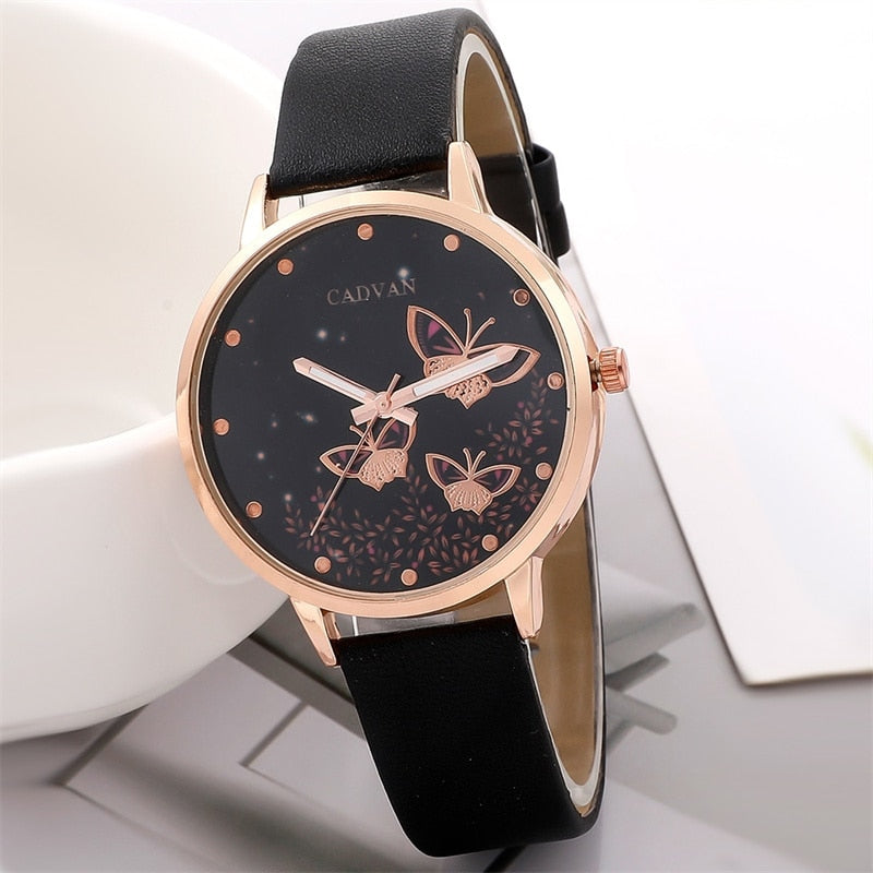 Set of 6 Ladies Watches Ladies Fashion Butterfly Watch New Simple Casual Ladies Analogue Wristwatch Bracelet Gift Without Box