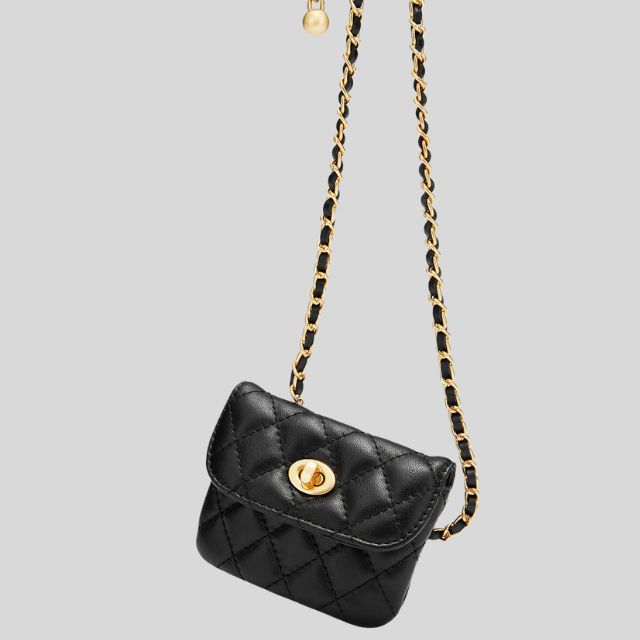 Quilted mini shoulder bag with chain strap