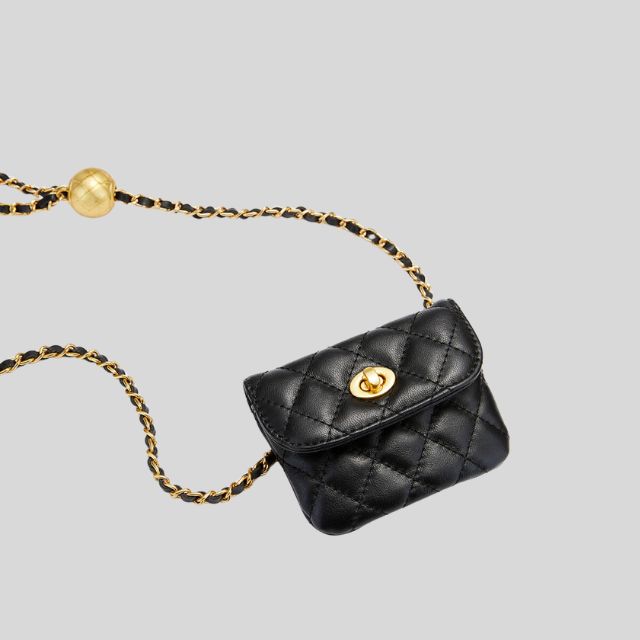 Quilted mini shoulder bag with chain strap