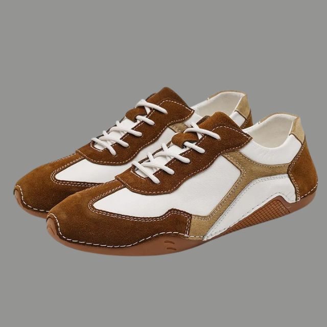 Breathable Genuine Leather Sneakers With Golf Sole Design