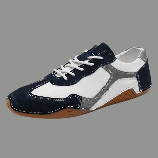 Breathable Genuine Leather Sneakers With Golf Sole Design