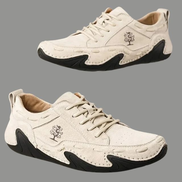 Breathable Genuine Leather Sneakers With Golf Sole Design